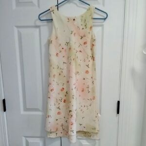 Sylvia Whyte Peach with Flower print Sleeveless Knee-Length Lined Dress